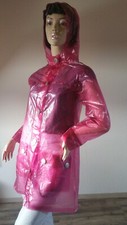 Vintage PVC Regenmantel Pink Transparent 70's  Raincoat