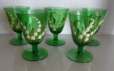 5 alte Jugendstil Gläser um 1900 Emailmalerei mit Maiglöcken