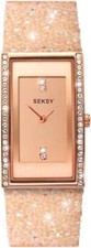Seksy Watch 2922 Rocks Damen cremefarben Swarovski Kristall Set Zifferblatt