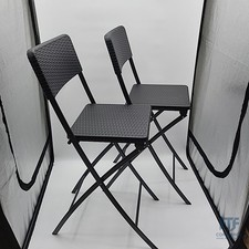 Relaxdays Barhocker klappbar, 2er Set, Rattan-Optik, Rückenlehne, HBT: 115 x 44 