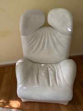 Cassina Wink Design Sessel, manuell verstellbar zur Liege, weißes Leder 