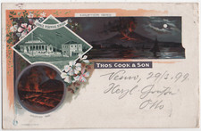 VESUVIO Resina Napoli Eruption 1895 COOKS VESUVIUS STATION Restaurant 31.3.1899