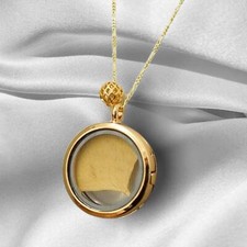 Ginkgo Blatt Gold Glas Amulett