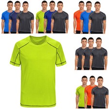 Männer Tee Training T-Shirt Hemden Top Sport Badeanzug Einfarbig Rundhals Set