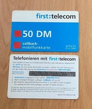 Telefonkarte Sammelkarte: 50 DM Callback Mobilfunkkarte von first:telecom, Neu
