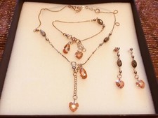 Schmuck Set Silber 925 vergoldet Collier, Armband, Ohrringe mit Stempel