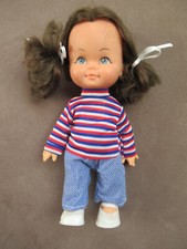 Puppe,braune Haare,21 cm groß,mit Kleidung,70er Jahre