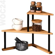 Küchenregal 52 x 29 Bambus Holz Stand Ecke Regal Eckregal Gewürzregal Küche Büro