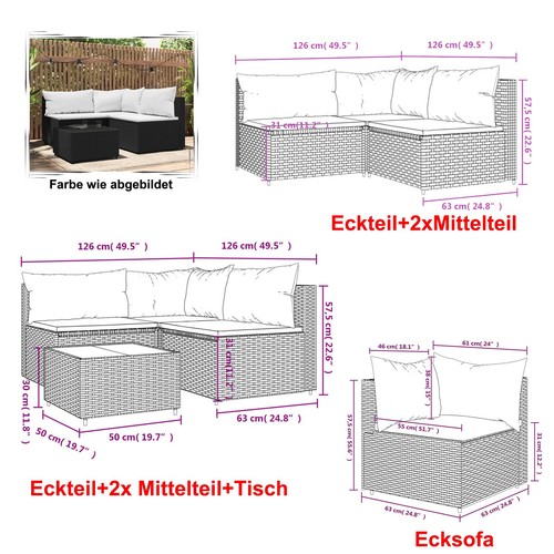 Polyrattan gartenmöbel set - polyrattan,