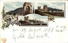 Litho Tczew Dirschau Pommern, Eisenbahnbrücke - 4874970