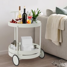 Lagerwagen Servierwagen Lagerwagen Mit Rädern 2-stufige Aufbewahrungswagen Weiß