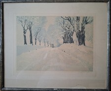 Friedrich Iwan (1889-1967):Allee bei Landeshut. Farbradierung.