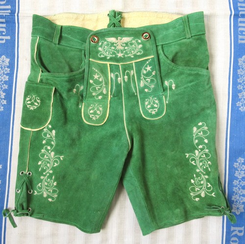 Bestickte grüne lederhose - bestickte,