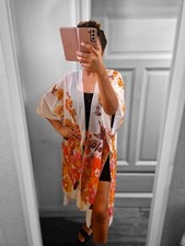 Damen Tunika Kimono Langes Strand Kleid Bikini  Bademantel Neu