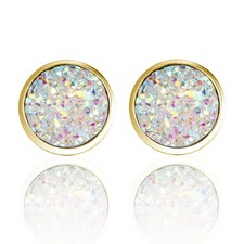 Ohrstecker in gold & silber mit bunten Zirkonia - Damen Ohrringe vergoldet 14mm