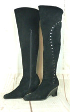 Podium Italy Stiefel Leder Overknee Boots Damen Keilabsatz Vintage Schwarz Gr 37