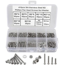 Schrauben Set M2 410 Stück Inbusschrauben Muttern Unterlegscheiben Schwarz Stahl