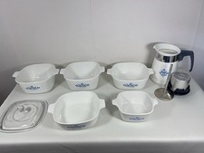 4 Pyrosil Ware & 1 Corning Ware Cornflower 4 Auflaufformen & Kaffeekanne