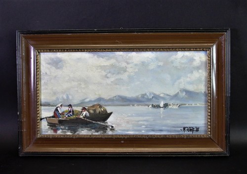 Ruderboot mit ladung auf der - ruderboot,