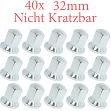 40 STK  Lange Radmutternkappen Kappen Abdeckung 32mm Chrom LKW