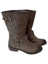 JETTE JOOP Stiefel Damen 38 Braun Vintage Nieten Schnallen Leder