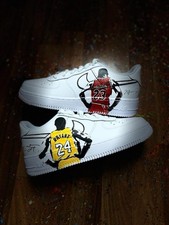Signed Michael Jordan & Kobe Bryant Custom Hand Designed Air Force 1 Size 39