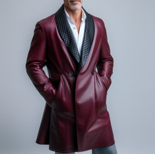 Herren Lange Jacke Burgund
