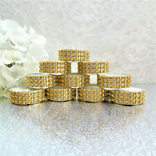 10 x Teelichter Kerzen Deko Strass Gold Vintage Shabby Tischdeko Hochzeit Taufe