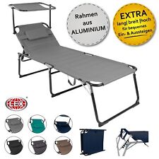 XXL Alu Gartenliege Sonnenliege gepolstert Kopfkissen Sonnendach Farbauswahl 2m