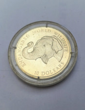 Cook Islands 10 Dollar 1990 Elefant Silber Ag 