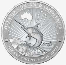 Tokelau 5 $ 2025 Untamed Landscapes Series Sailfish 1 oz 9999 Silber ST / BU