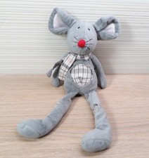 ? MAUS  KIK  ? Kuscheltier Stofftier ca. 32cm ohne Ohren Stoffpuppe grau Schal