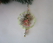 Christbaumschmuck, alt, Ornament, Glasring, Engel-Oblate, Gablonzer Perlen