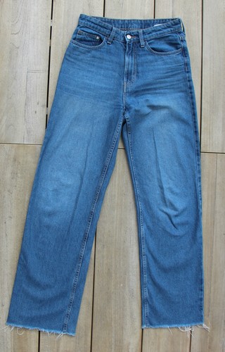 Blaue jeans mit - mit, fransen