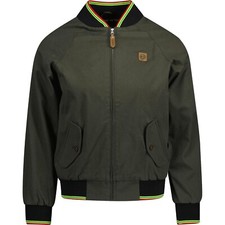 Herren Trojan Records Rasta Bomberjacke Ska Retro 1000B - Khaki Grün