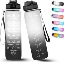 Trinkflasche 1L, BPA-Frei Tritan Wasserflasche mit Strohhalm, Sport water bottle