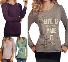 Damen Shirt Oberteil Rundhals