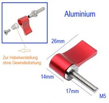 M5 Alu kleiner gefederter Klemmhebel Hebelschraube M5x17mm rot Klemm Schraube
