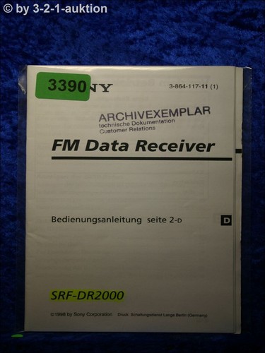 Sony bedienungsanleitung srf - bedienungsanleitung,
