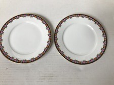 2 Dessertteller Kuchenteller mit Blumenband HR Hutschenreuther Selb Bavaria *