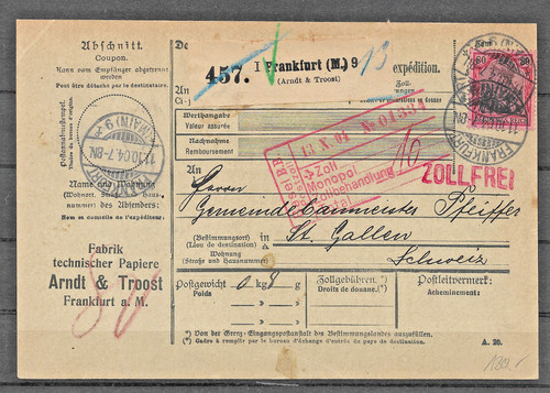 Deutsches reich paketkarte - deutsches, 77