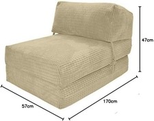 Ausklappbarer Stuhl Budget Bett Single Futon Matratze Cord Sofa Gäste Creme