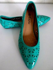  Ballerinas Flache Damenschuhe Schuhe Türkis Kunststoff durchbrochen Gr.39 NEUW.