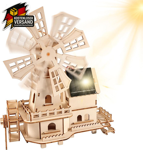 Holzpuzzle solar windmühle - 3d,