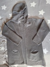 Cecil lange offene Strickjacke Cardigan mit Kaputze Gr. L grau