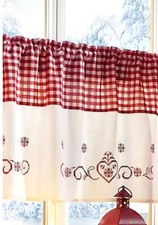 Scheibengardine Querbehang Gardine Stickerei Panneaux Hossner Rot B-Ware Kulm