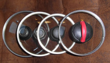 4 Topfdeckel Deckel Durchmesser 15,5 bis 24 cm roter/schwarzer Griff