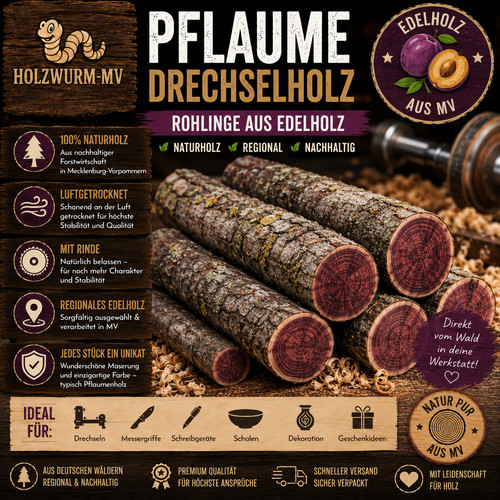 Pflaume drechselholz rohling - drechselholz,