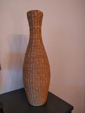 Geflochtene Blumenvase aus Rattan, Höhe 65 cm