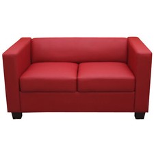 2er Sofa Couch Loungesofa Lille Leder, rot